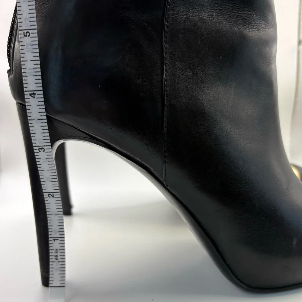 Tory Burch Pacey Black and Gold Ankle Booties - Picture 10 of 11